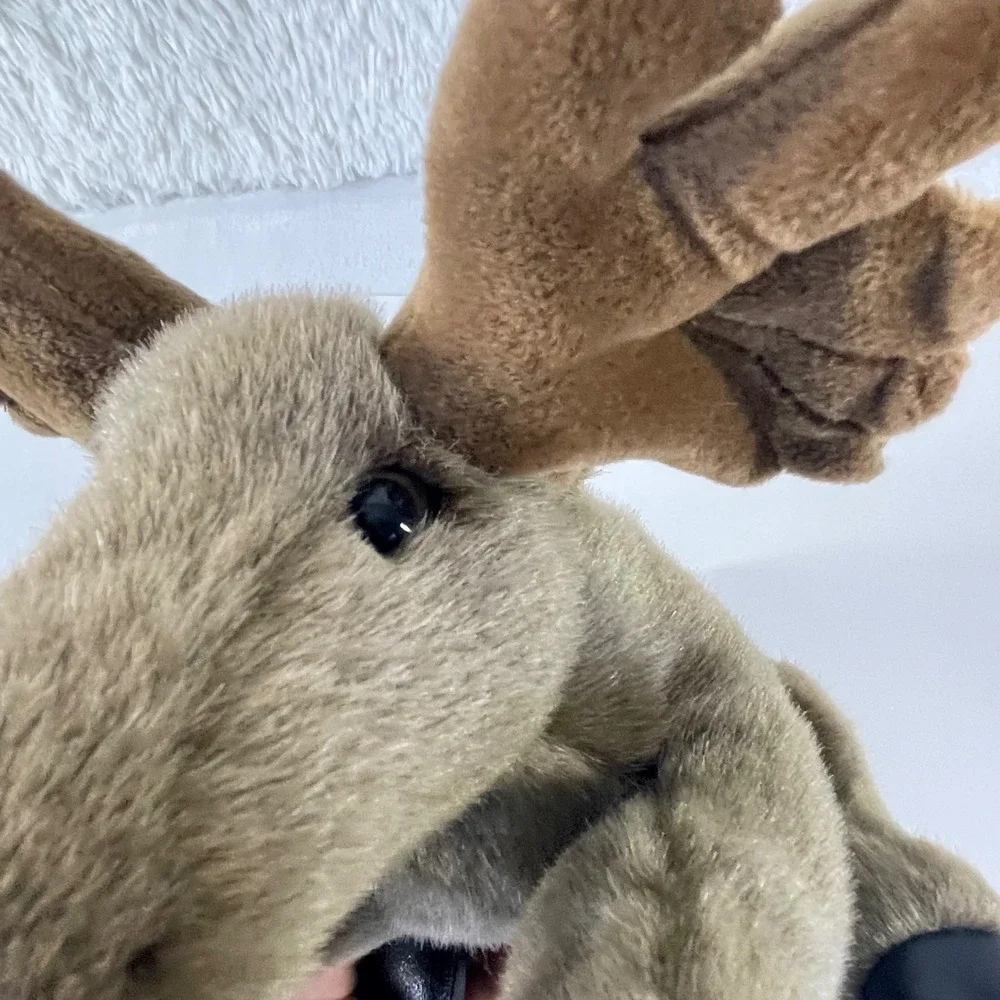 JAAG Plush Moose Stuffed Animal Brown Soft Forest Wildlife Lying Down 12 Inch